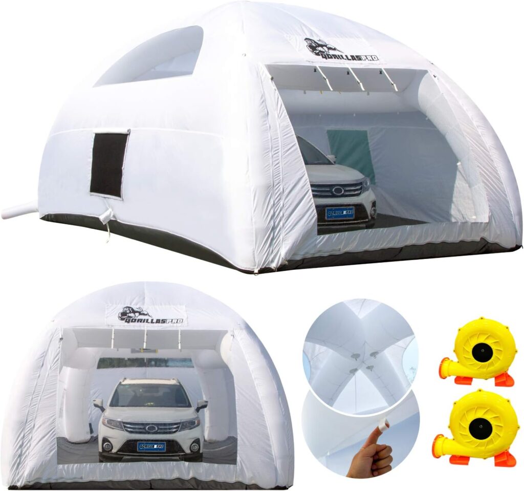 Portable Inflatable Car Tent with Air Filtration System, Inflatable Car Paint Booth Car Garage (Silver) YINXIER