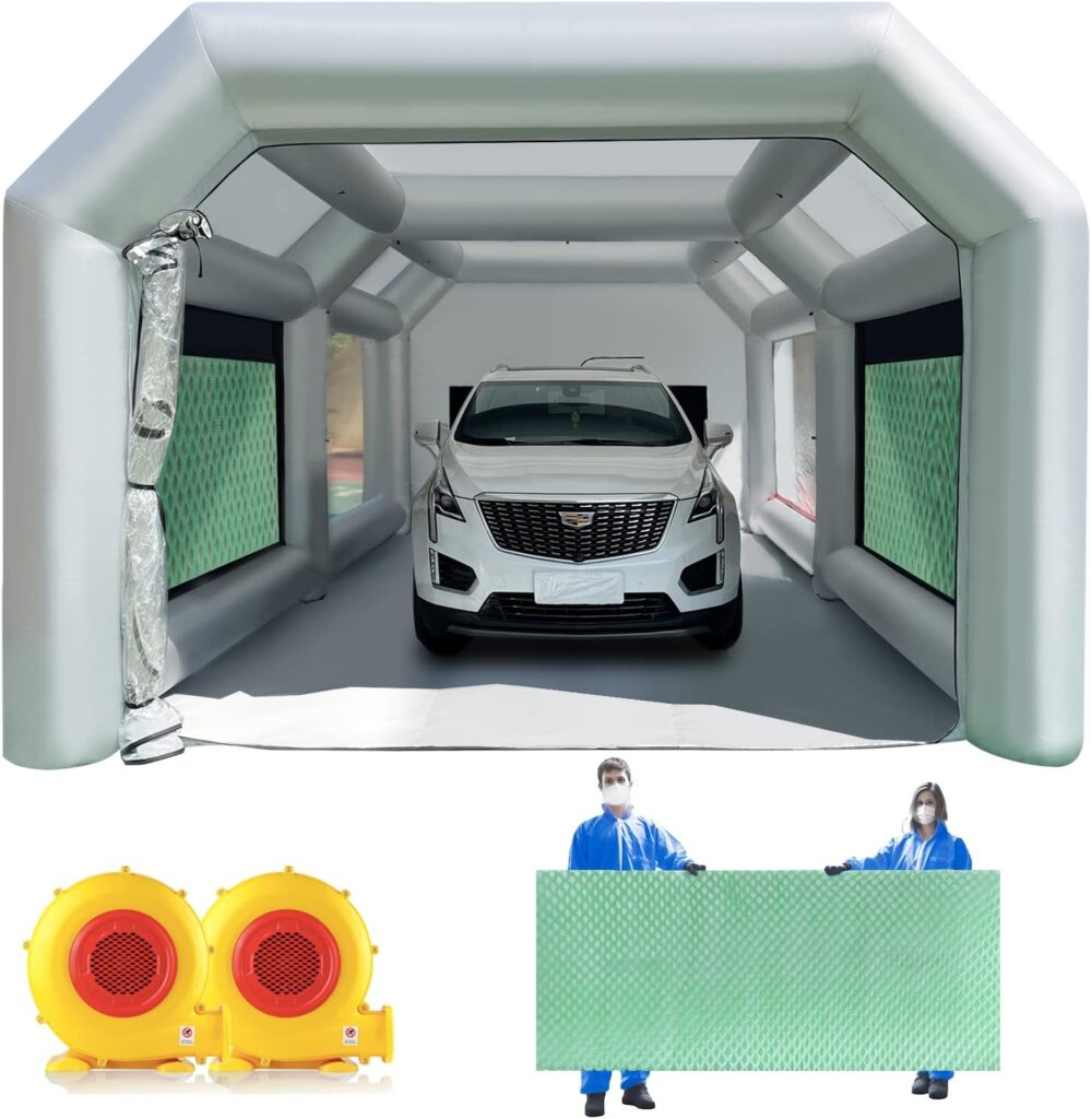 Inflatable Paint Booth 20x10x9Ft with Air Filter System & 1100W
